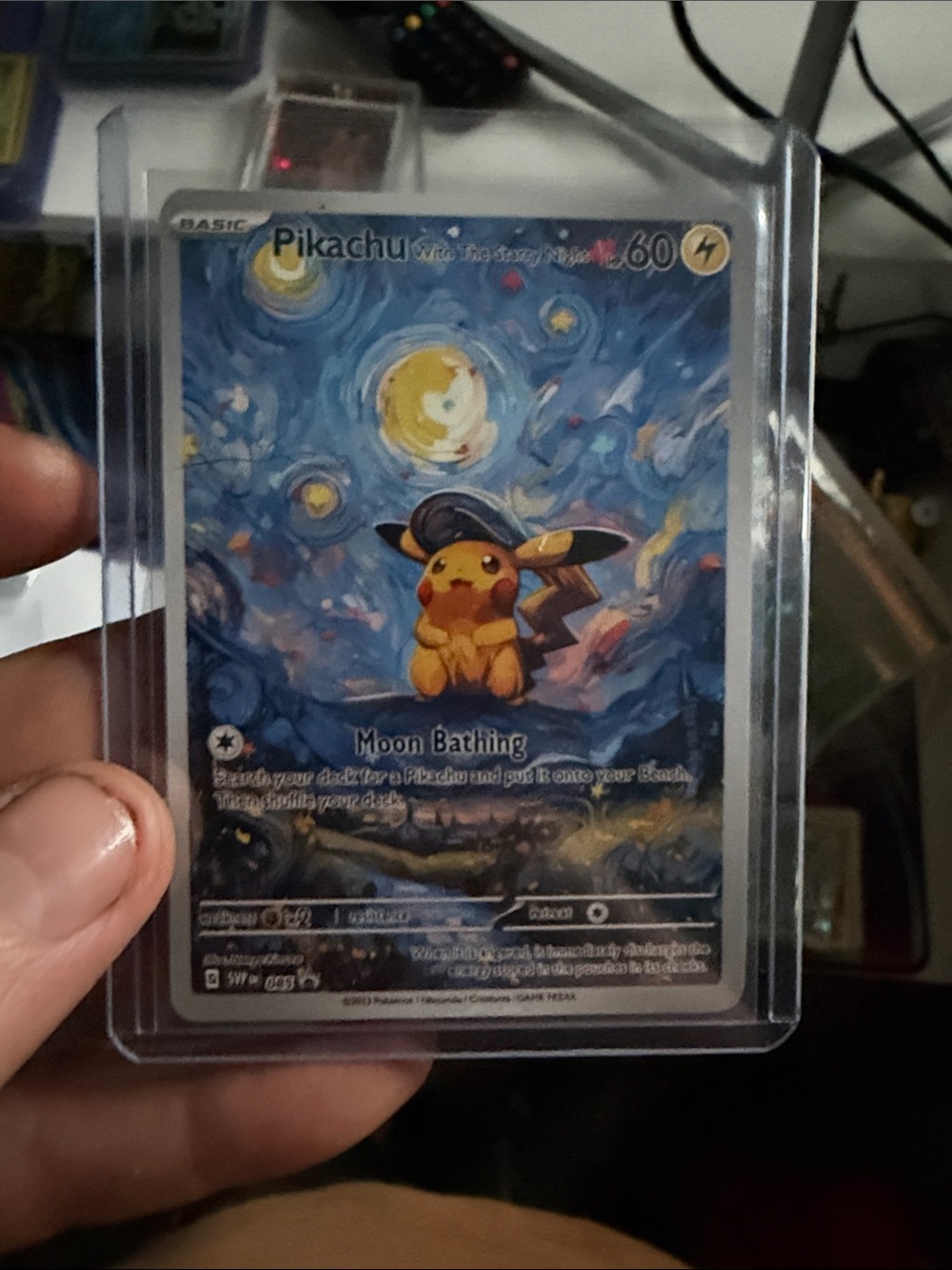 Pokemon Pikachu Art Print — Yellow & Blue Starry Scene